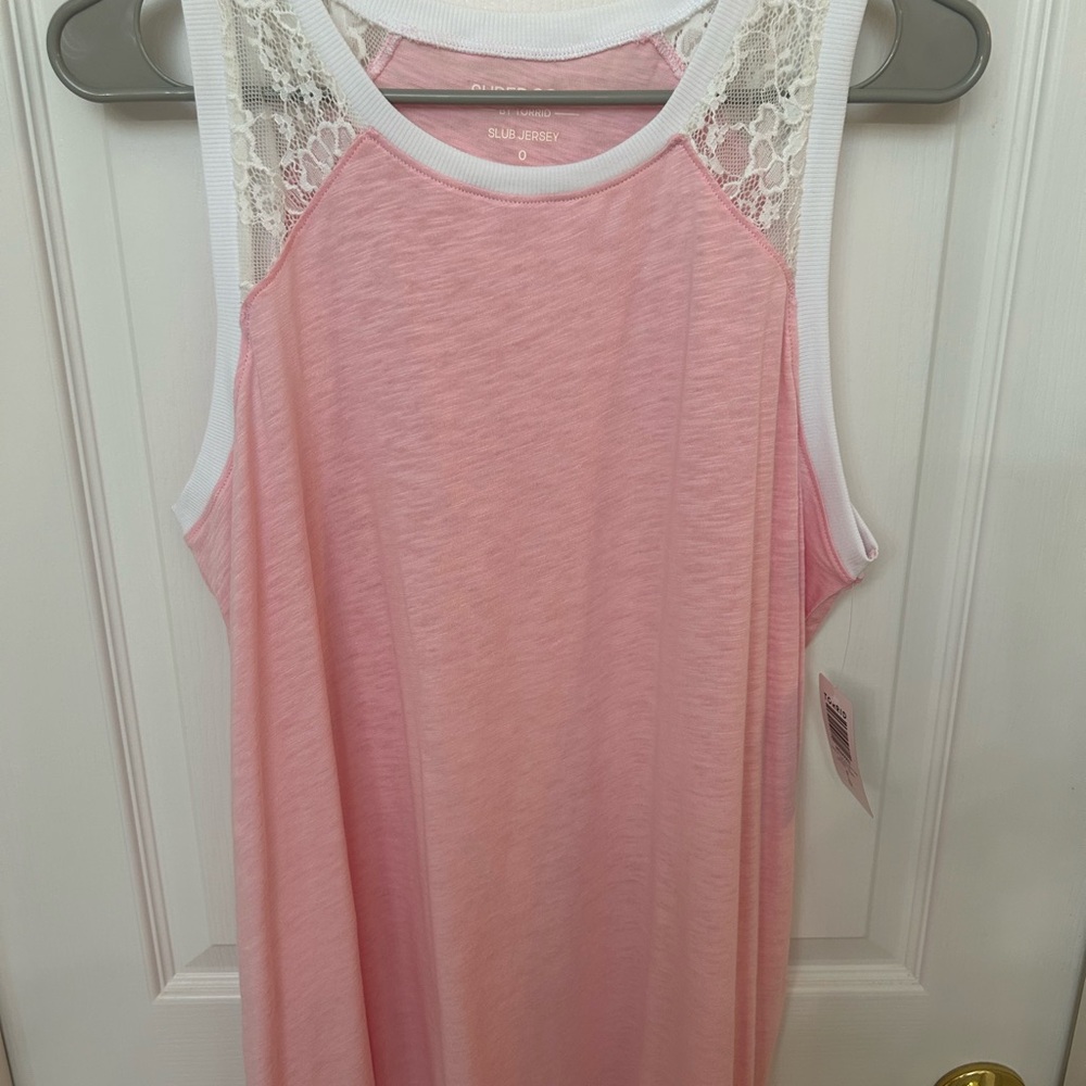 Pink Lace Trim Tank Top 🩷